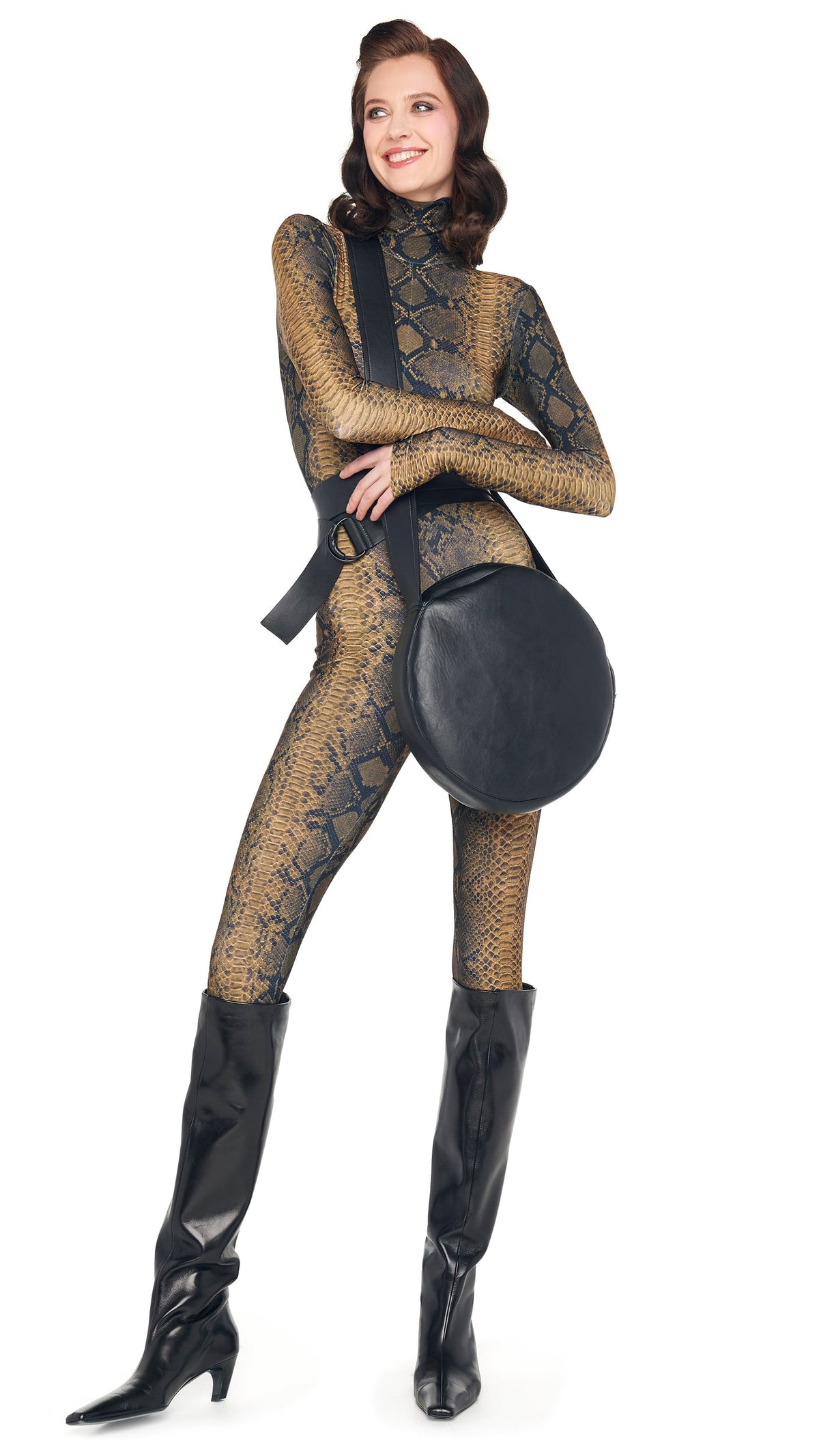 Norma Kamali LONG SLEEVE SLIM FIT TURTLE CATSUIT