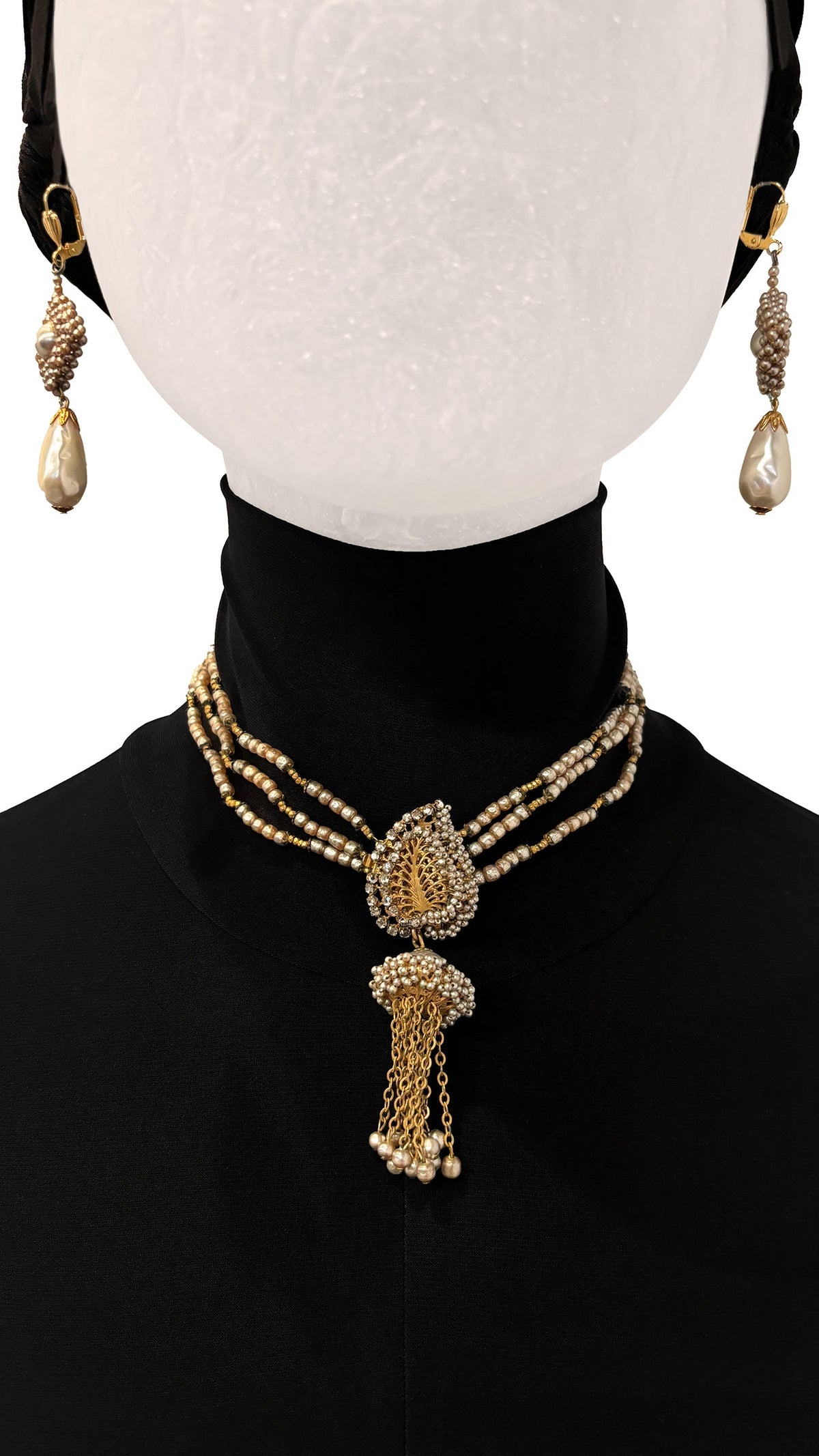 Norma Kamali MIRIAM HASKELL BEADED EARRINGS AND DROP NECKLACE SET