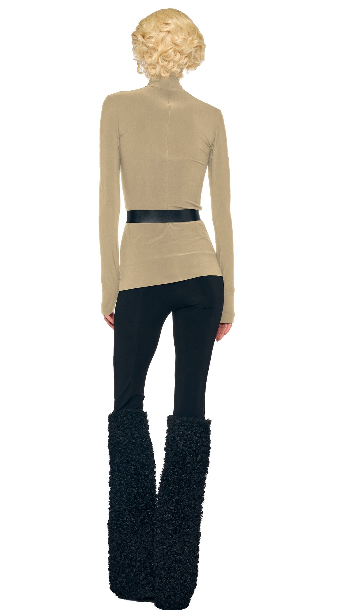 Norma Kamali SLIM FIT LONG SLEEVE TURTLE TOP