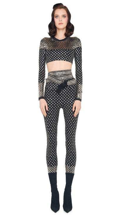 Norma Kamali STUD CREWNECK CROPPED TOP