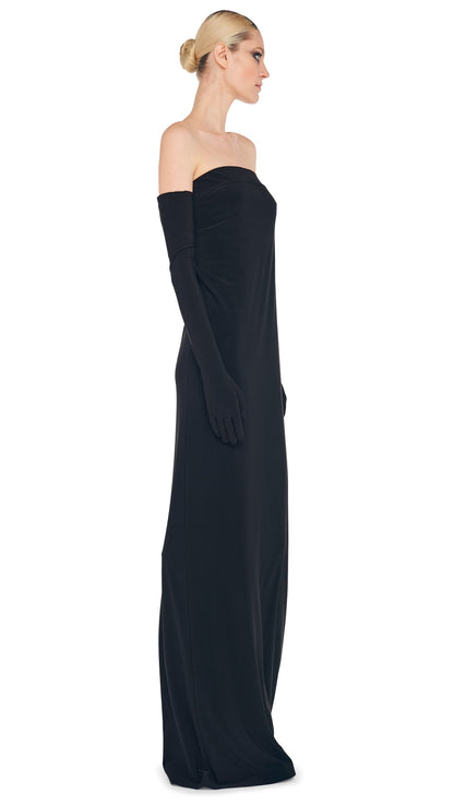 Norma Kamali STRAPLESS TAILORED SIDE SLIT GOWN