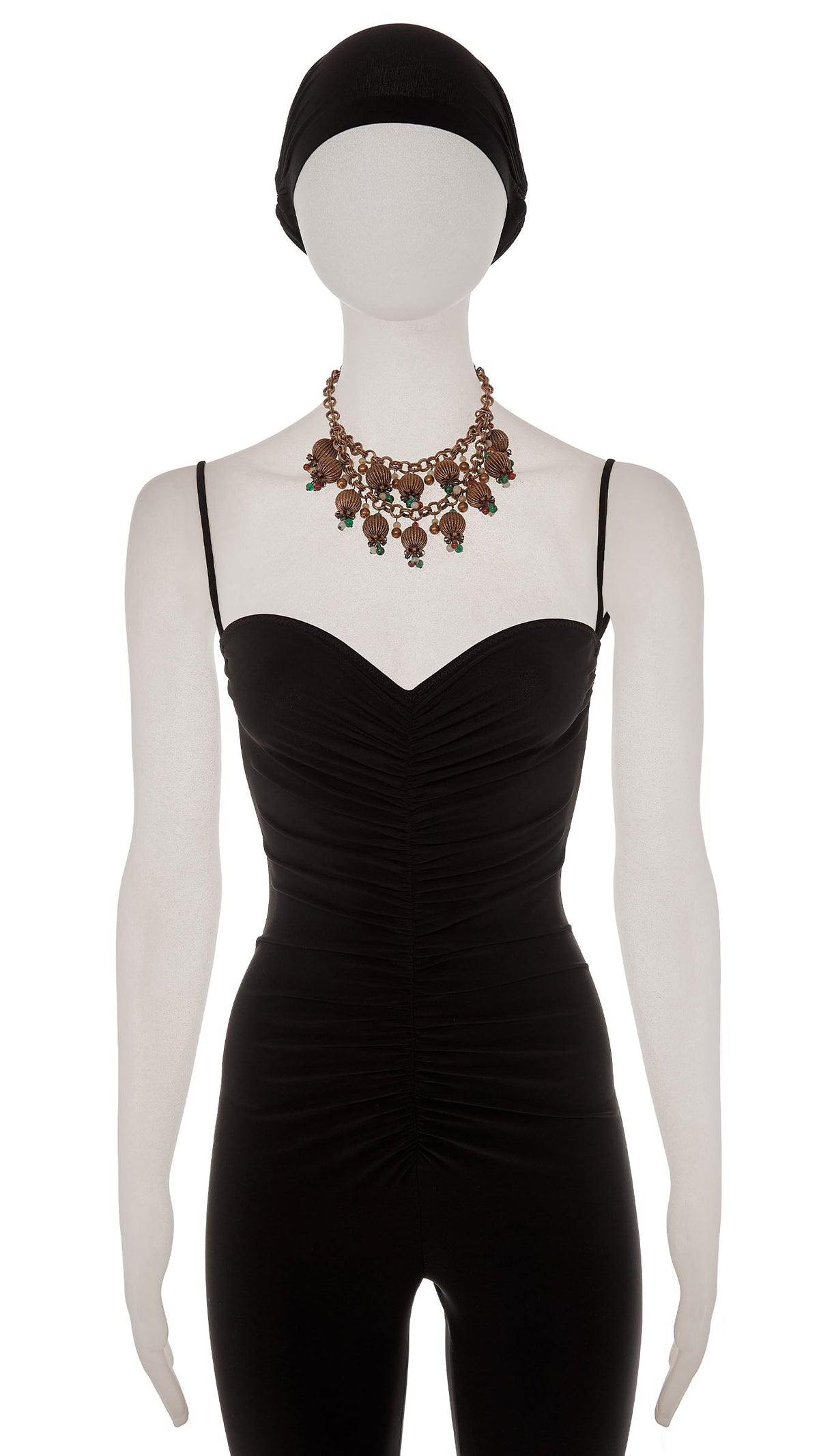 Norma Kamali BRASS & COLOR BEADED TIERED NECKLACE