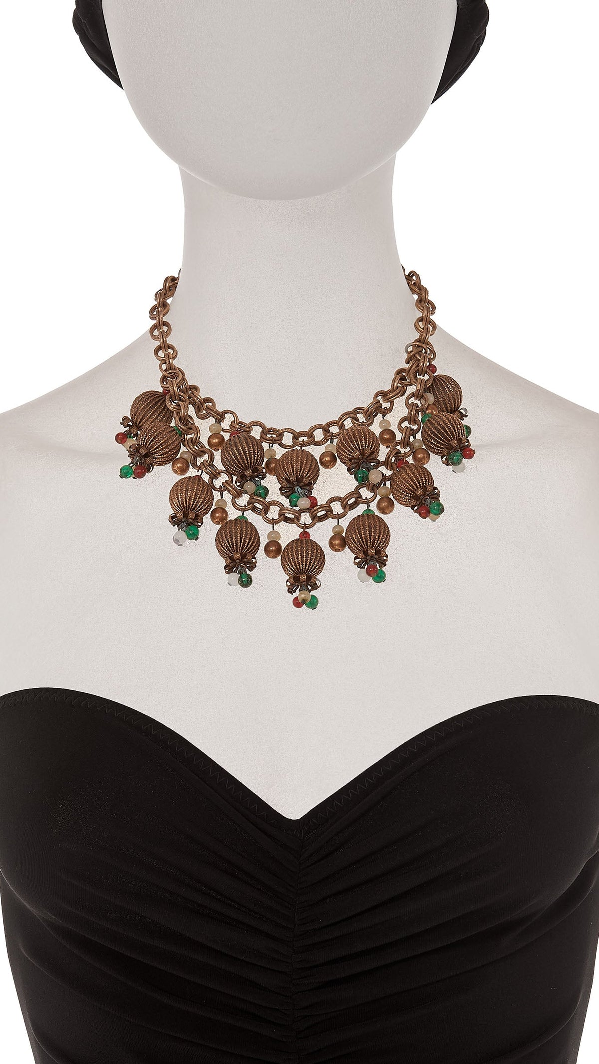 Norma Kamali BRASS & COLOR BEADED TIERED NECKLACE