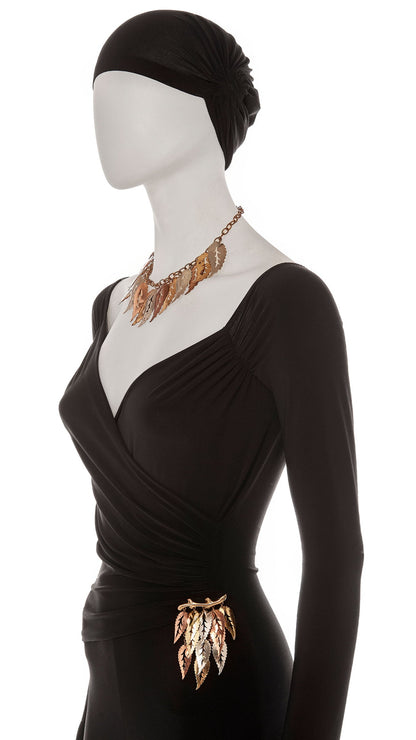 Norma Kamali TRI COLOR LEAF DROP NECKLACE AND BROOCH