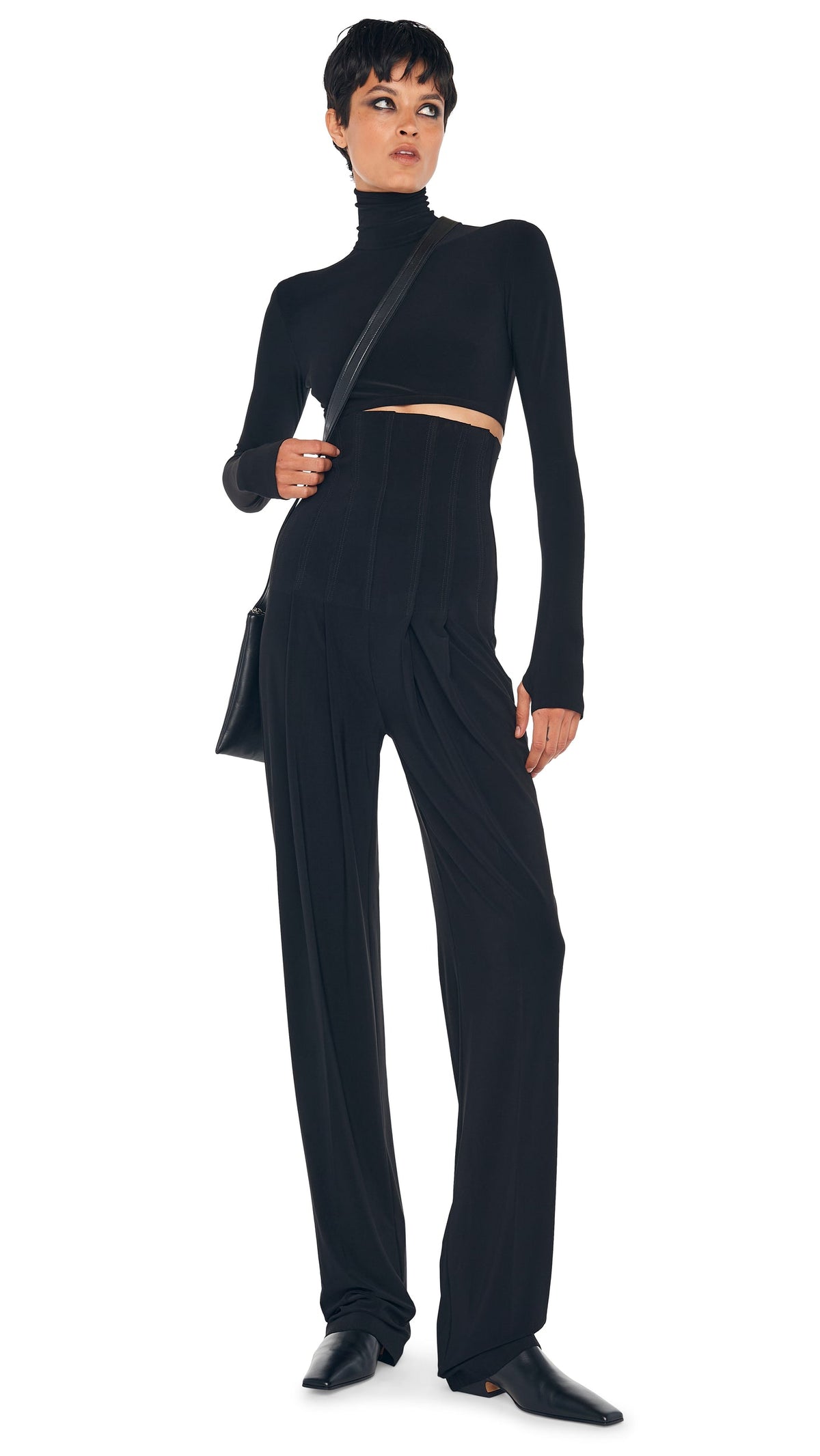 Norma Kamali HIGH WAIST TAILORED PLEAT PANT