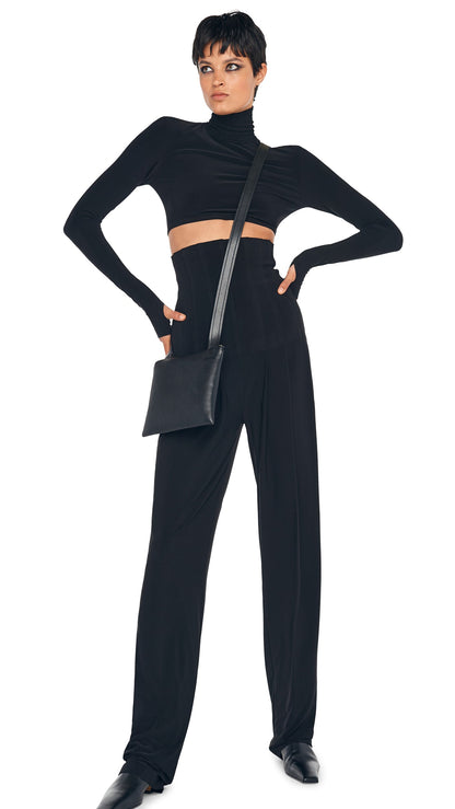 Norma Kamali HIGH WAIST TAILORED PLEAT PANT