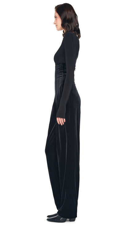 Norma Kamali HIGH WAIST TAILORED PLEAT PANT