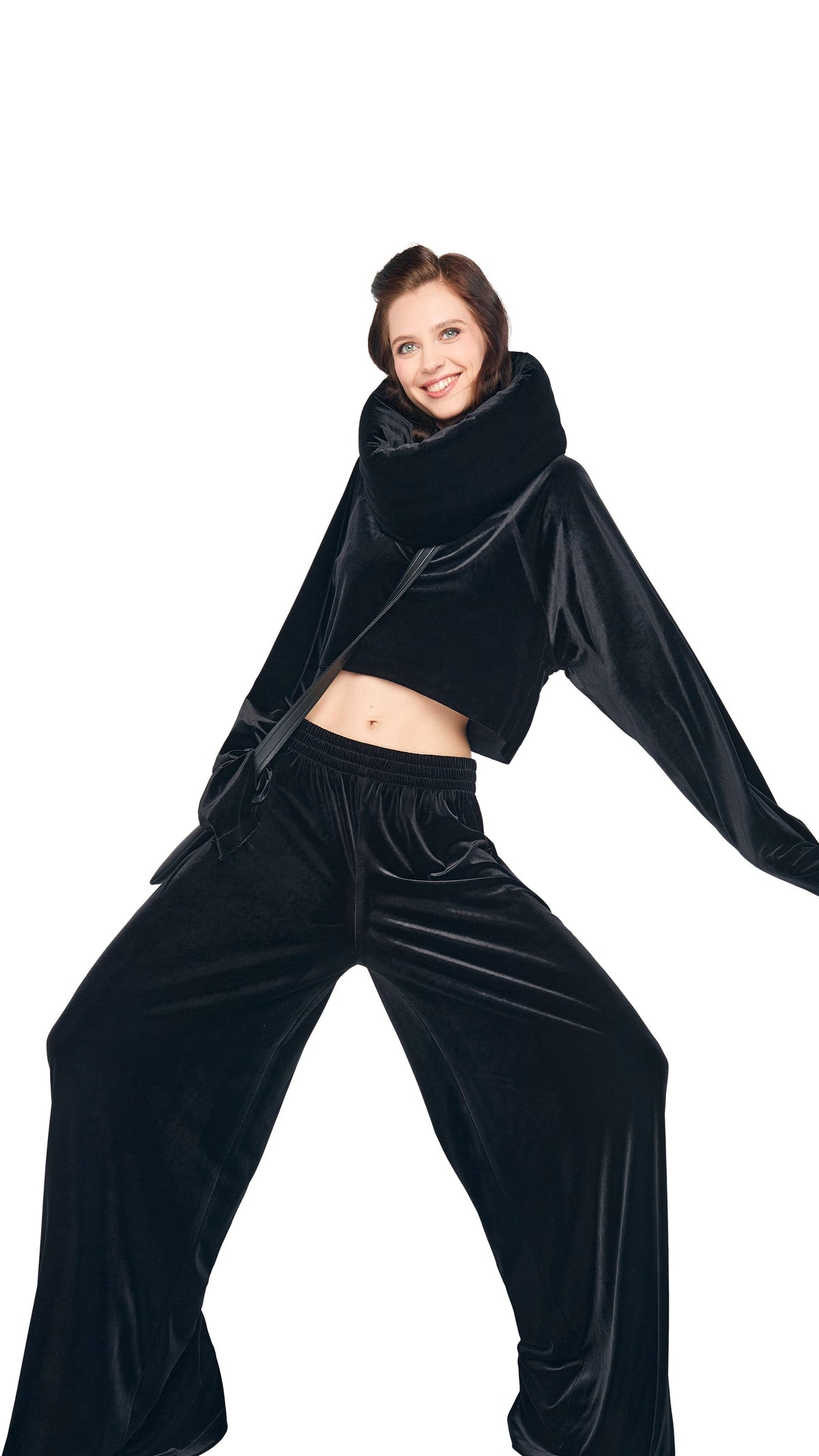 Norma Kamali OS RAGLAN SLEEVE CROPPED TOP