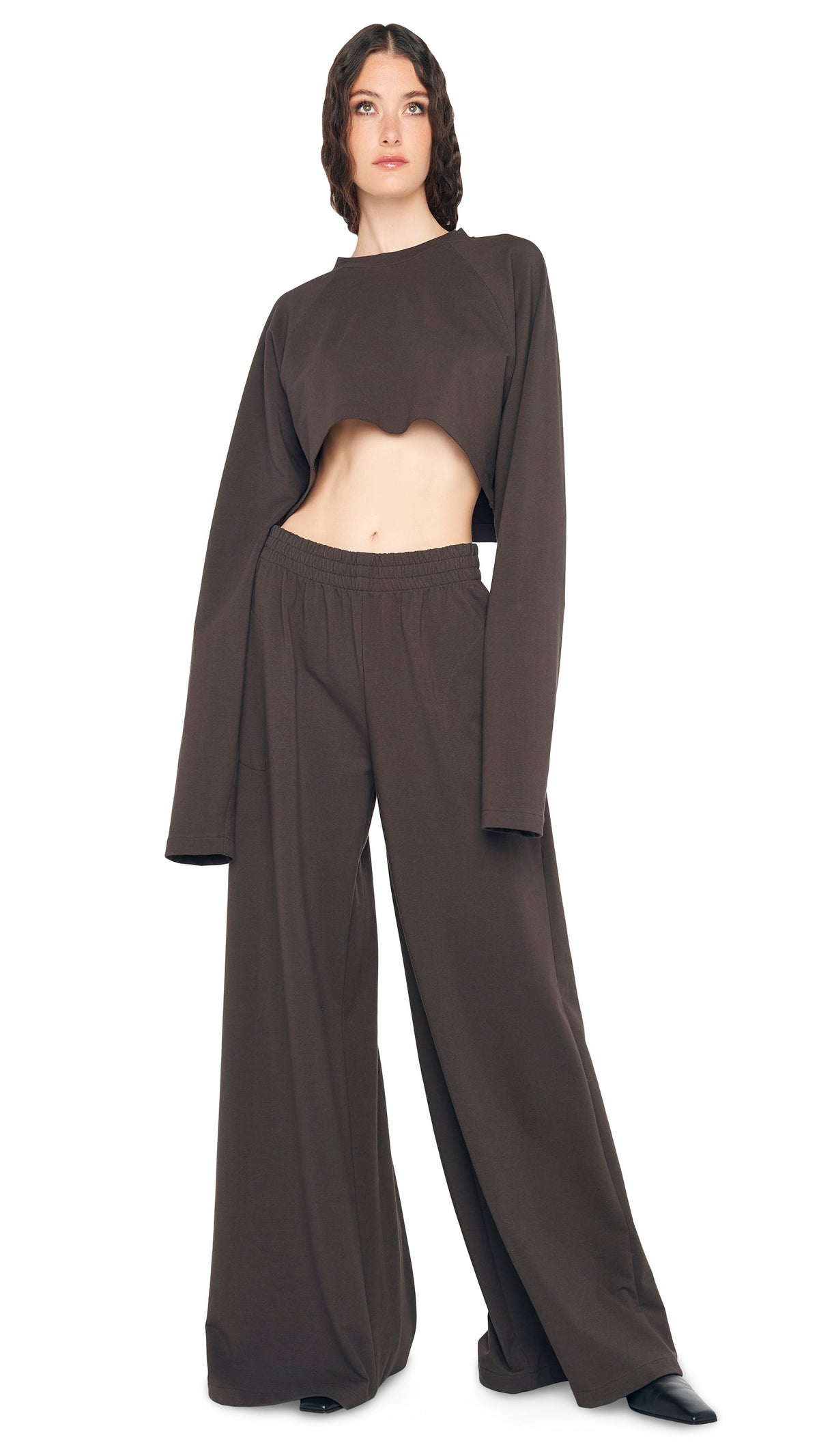 Norma Kamali OS RAGLAN SLEEVE CROPPED TOP
