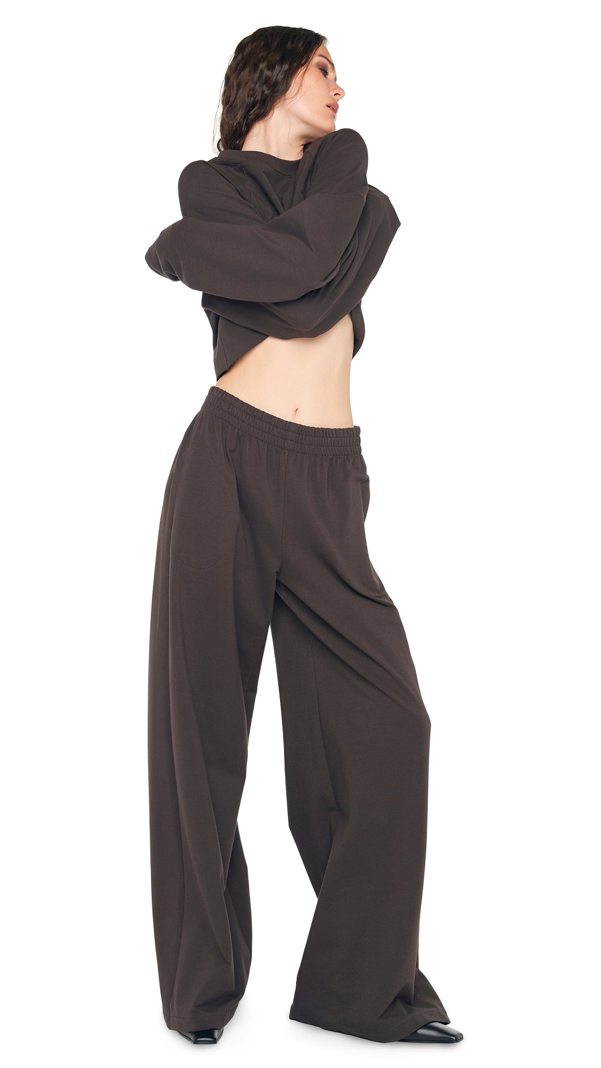 Norma Kamali OS RAGLAN SLEEVE CROPPED TOP