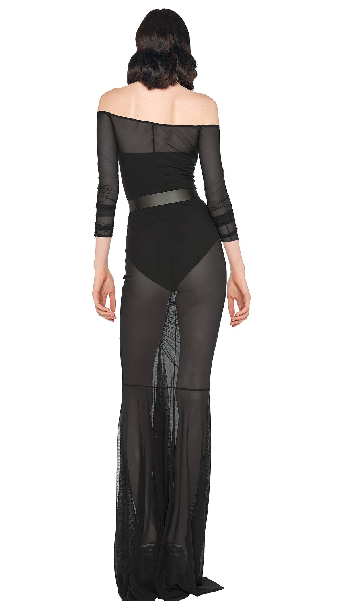Norma Kamali OFF SHOULDER SHIRRED FISHTAIL GOWN