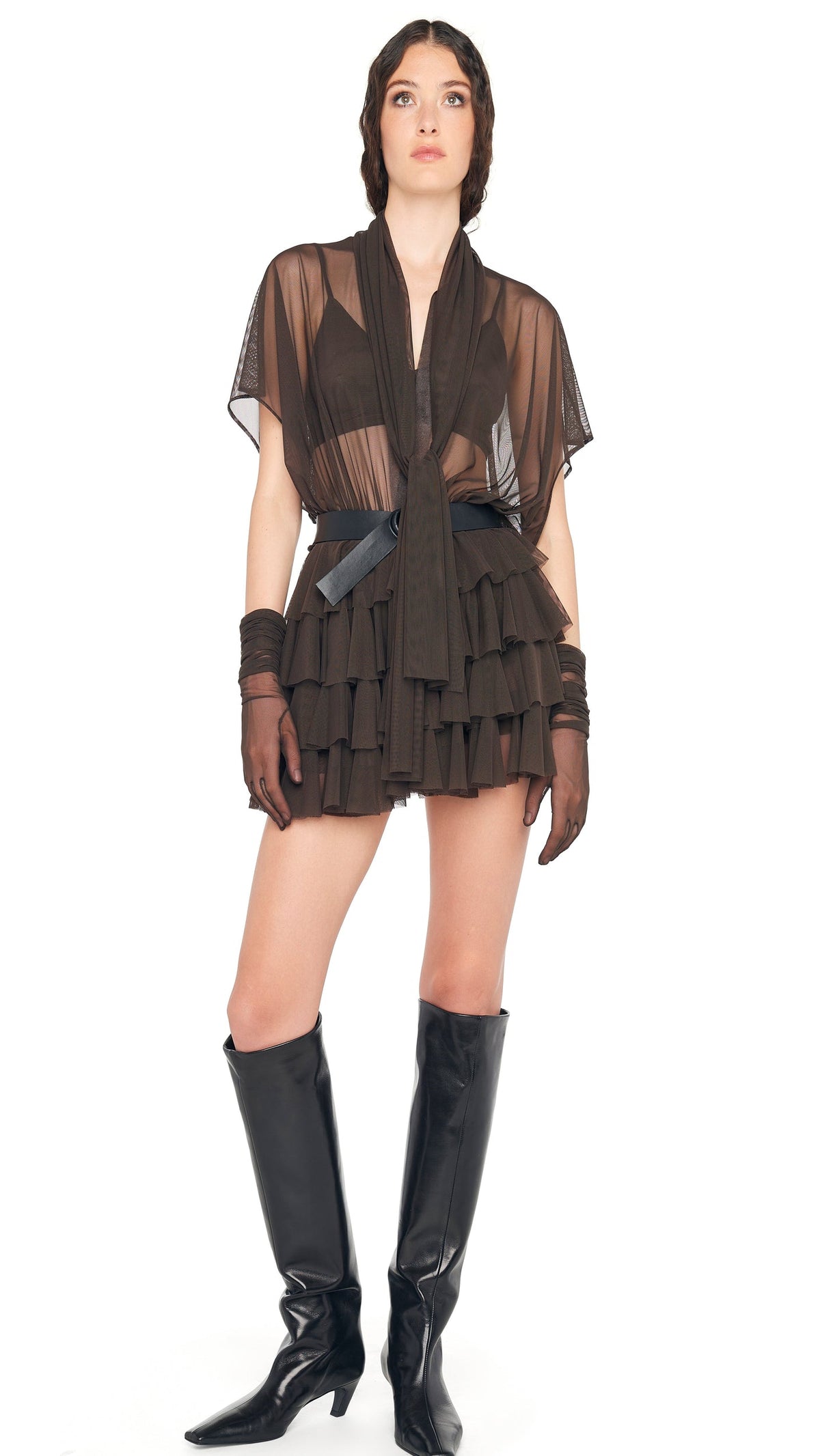 Norma Kamali LAUREN MINI DRESS W/BOW