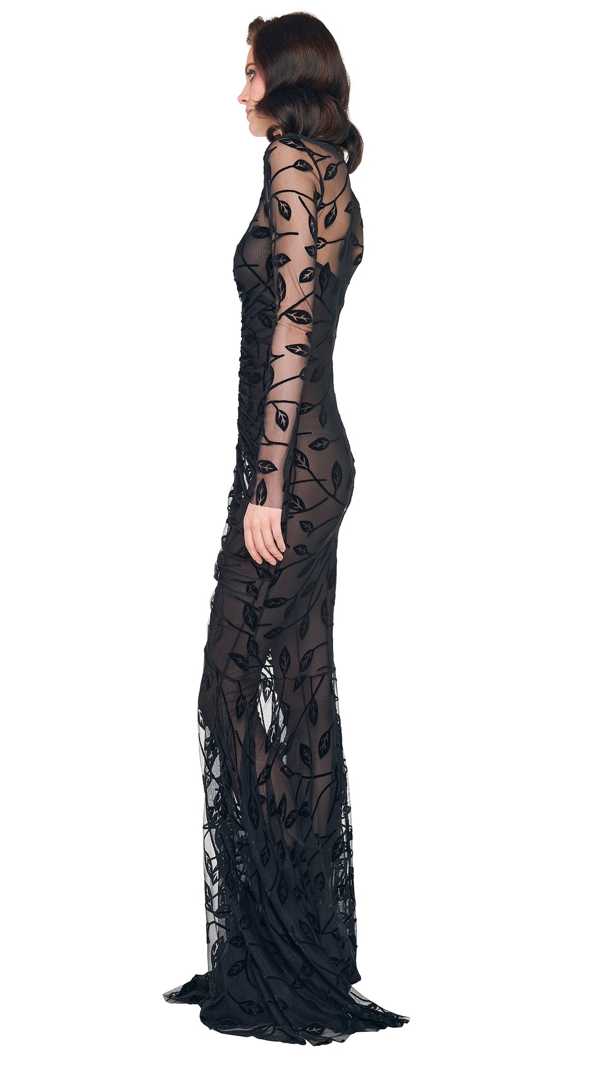 Norma Kamali LS V NECK SHIRRED FRONT FISHTAIL GOWN