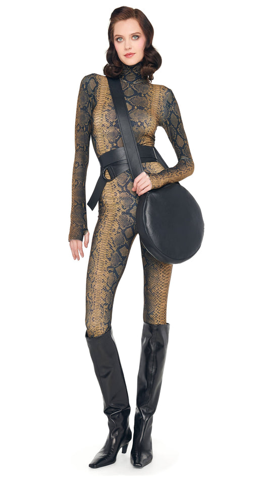 Norma Kamali LONG SLEEVE SLIM FIT TURTLE CATSUIT