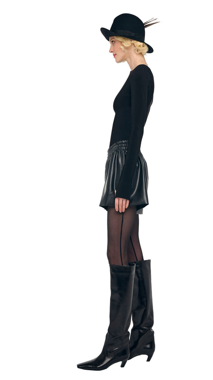 Norma Kamali LONG SLEEVE SHOULDER PAD V NECK TOP
