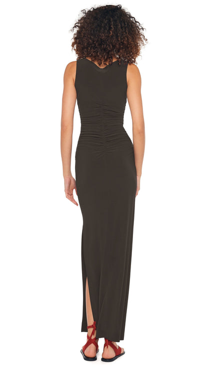 Norma Kamali SLEEVELESS SHIRRED WAIST GOWN