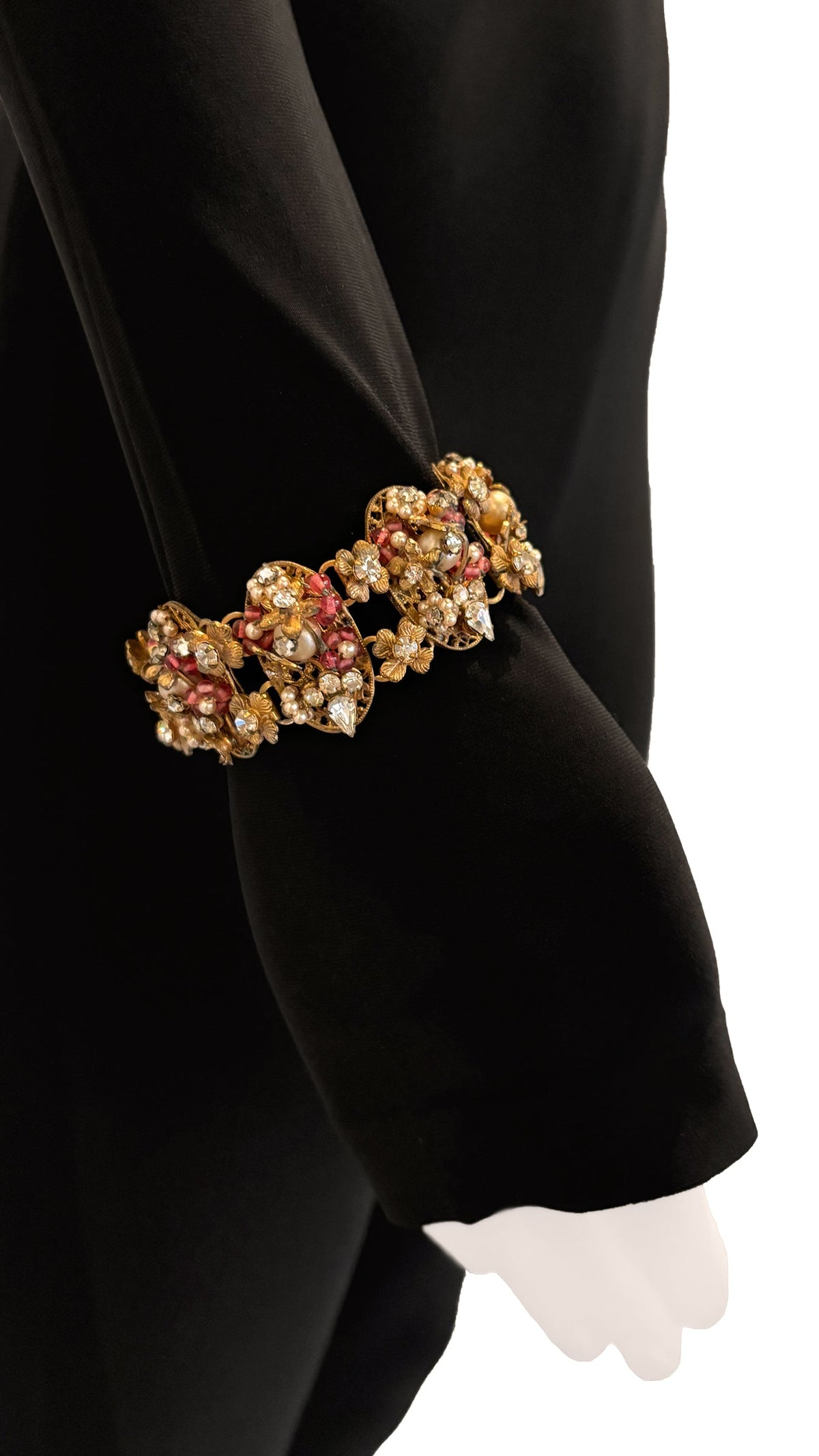 Norma Kamali MIRIAM HASKELL BEADED BRASS/STONE NECKLACE AND BRACELET SET
