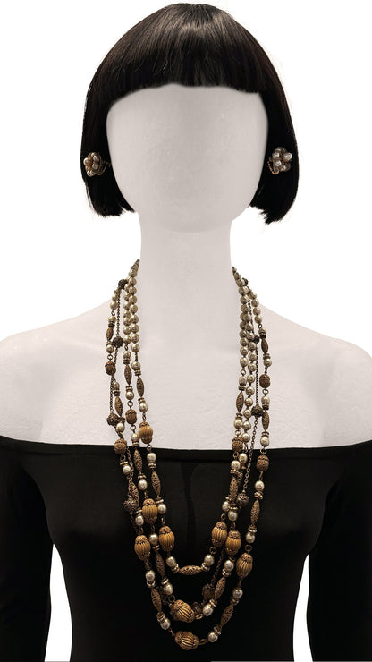Norma Kamali MIRIAM HASKELL LAYERED BEADED NECKLACE AND EARRING SET