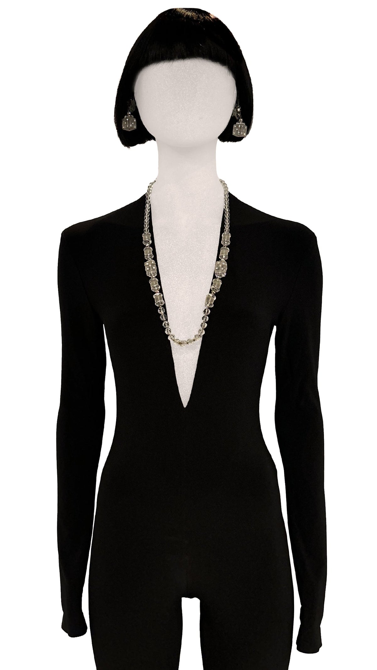 Norma Kamali MIRIAM HASKELL CRYSTAL DICE EARRINGS AND NECKLACE
