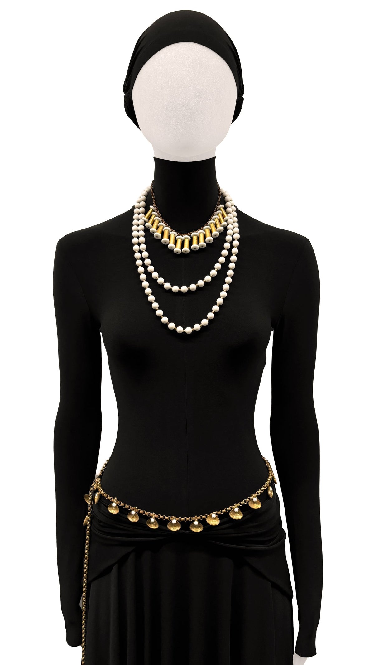 Norma Kamali WHITE/BRASS NECKLACE