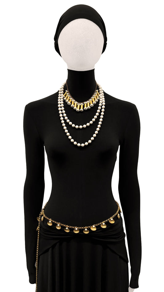 Norma Kamali WHITE/BRASS NECKLACE
