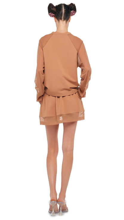 Norma Kamali BOYFRIEND MINI SKIRT W/ MESH