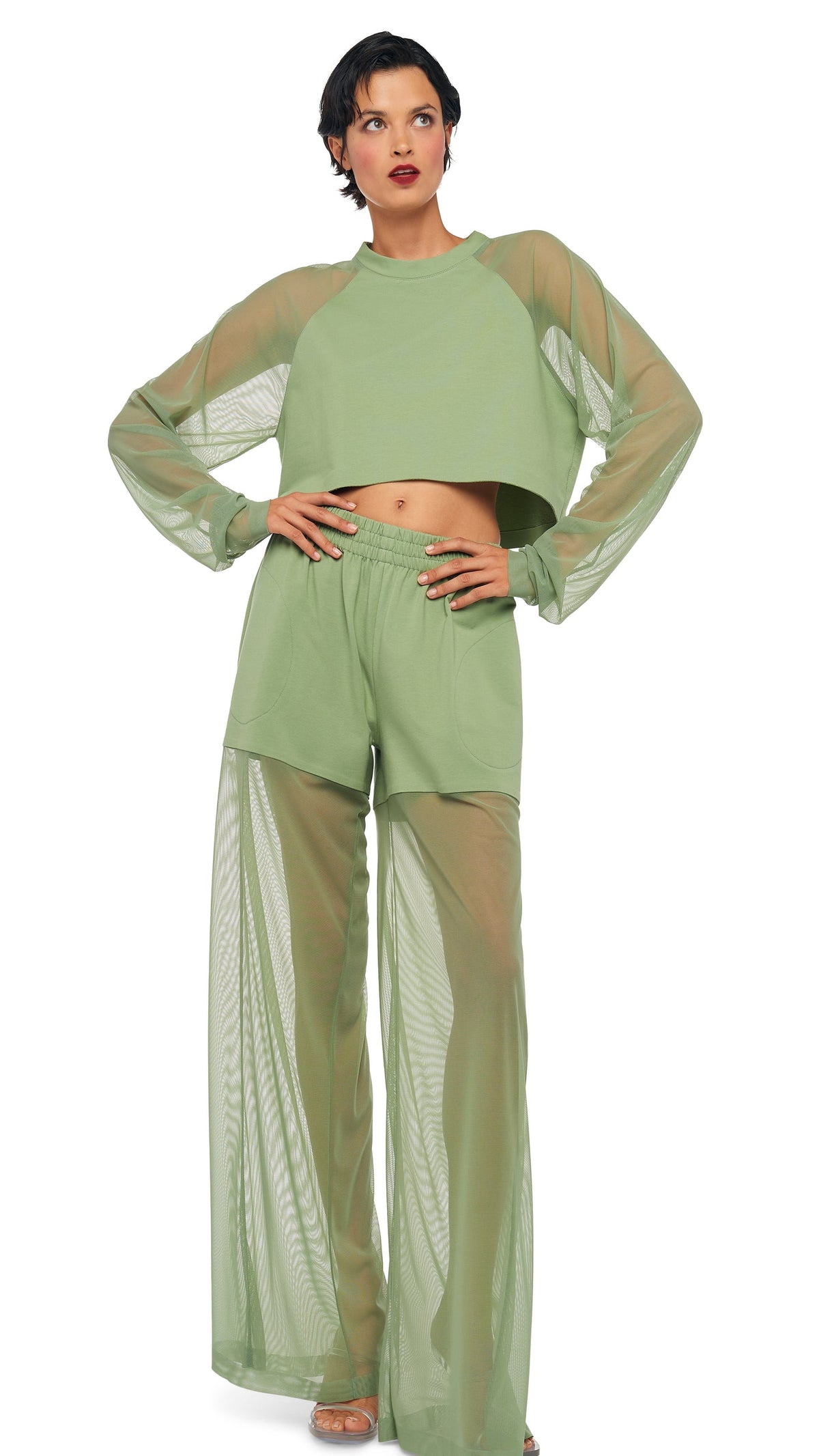Norma Kamali BF ELEPHANT SWEATPANT W/ MESH