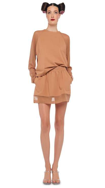 Norma Kamali OS RAGLAN SLEEVE TOP W/ MESH