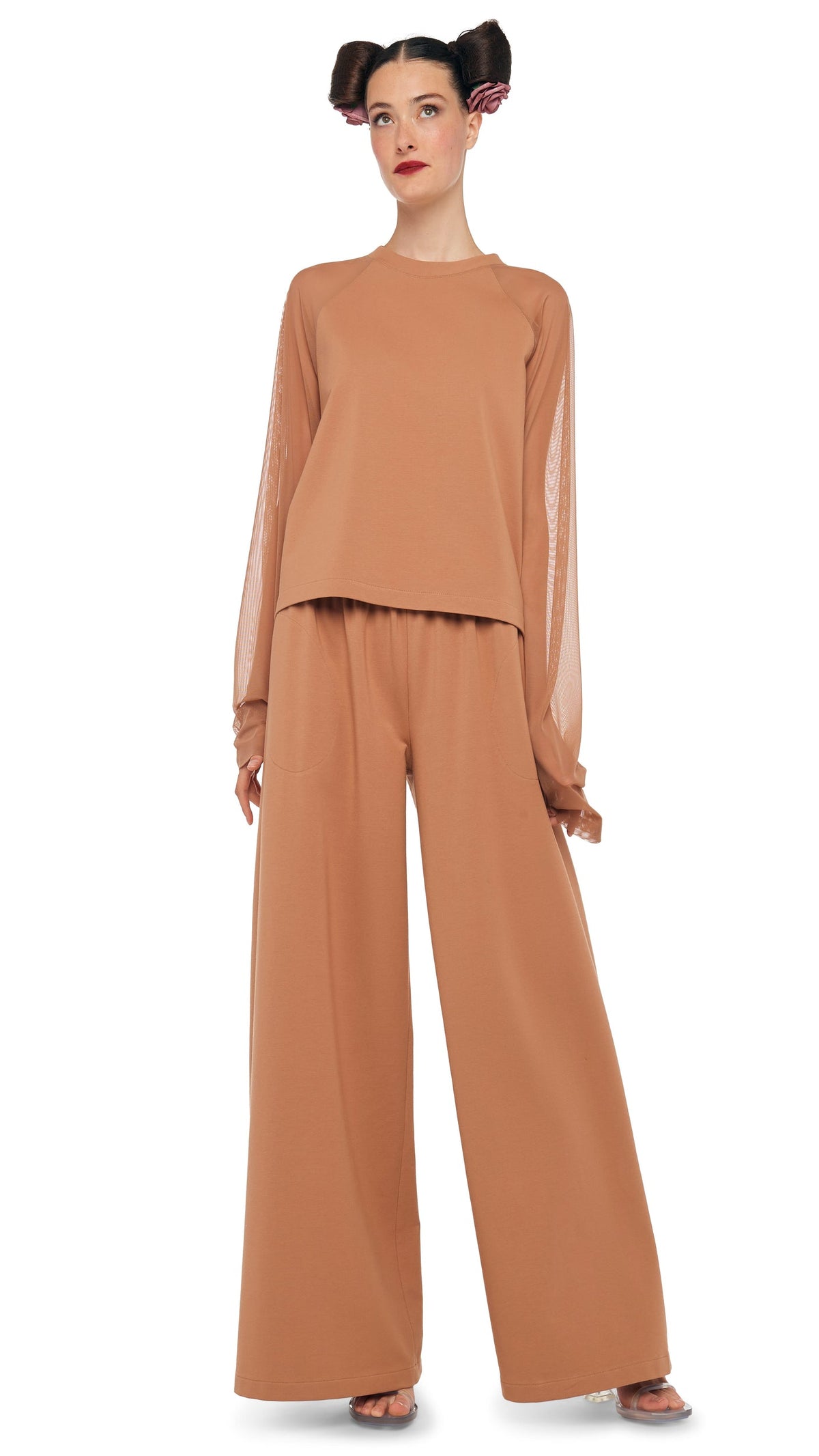 Norma Kamali OS RAGLAN SLEEVE TOP W/ MESH