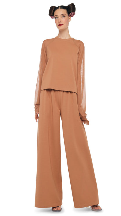 Norma Kamali OS RAGLAN SLEEVE TOP W/ MESH
