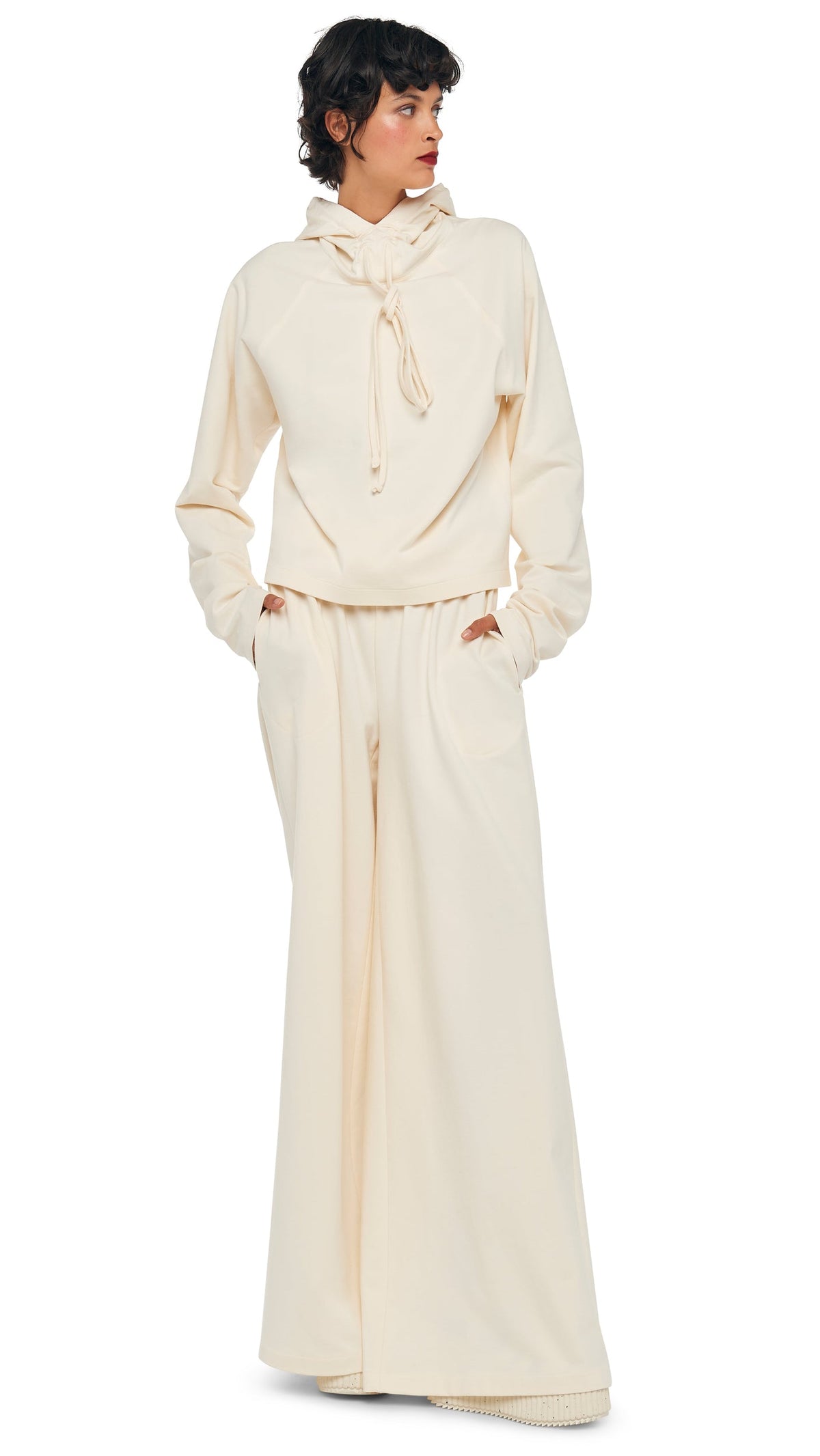 Norma Kamali OS RAGLAN SLEEVE HOODED TOP