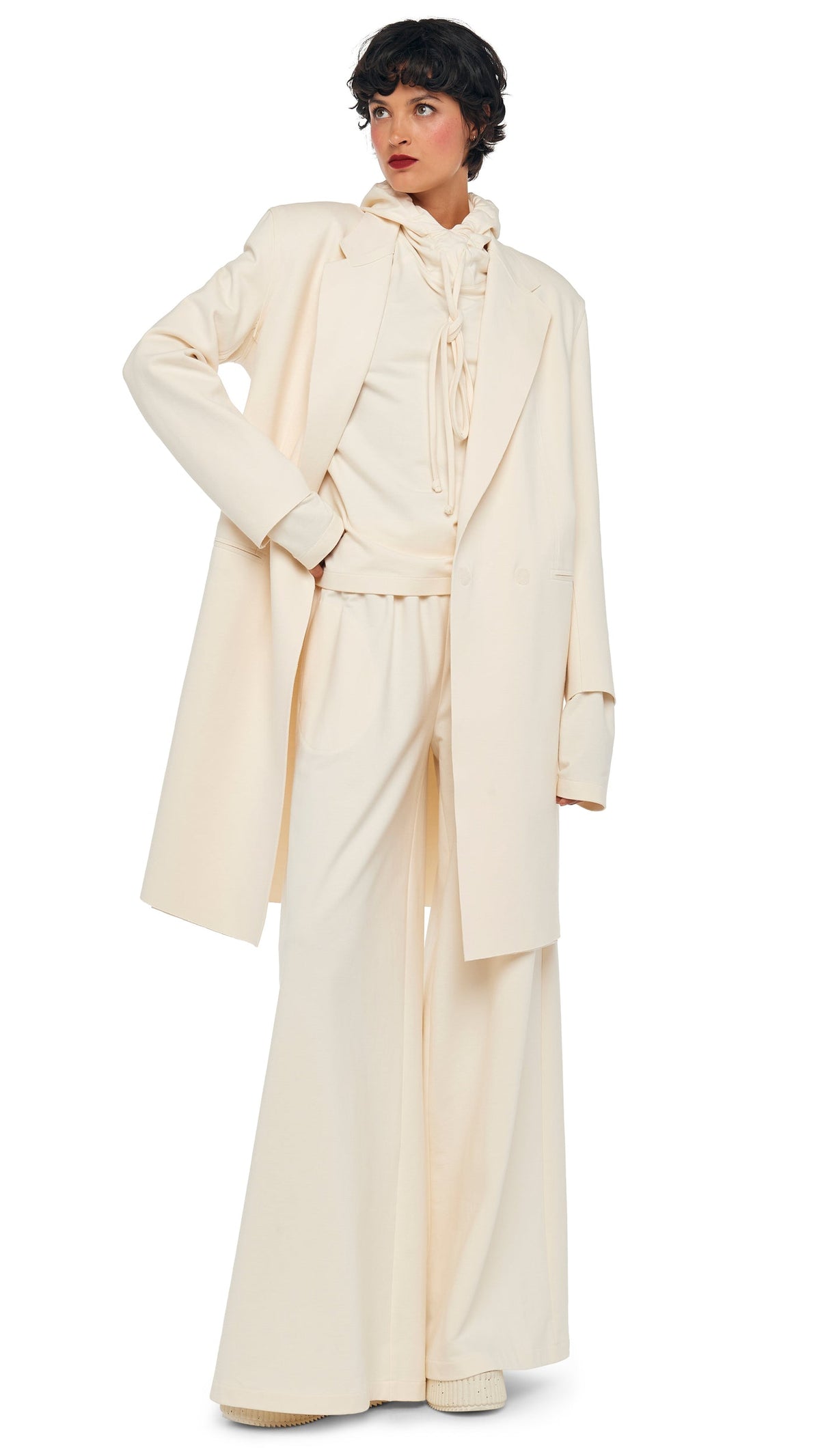 Norma Kamali OS RAGLAN SLEEVE HOODED TOP