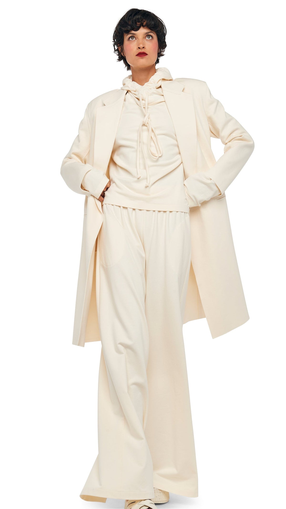 Norma Kamali OS RAGLAN SLEEVE HOODED TOP