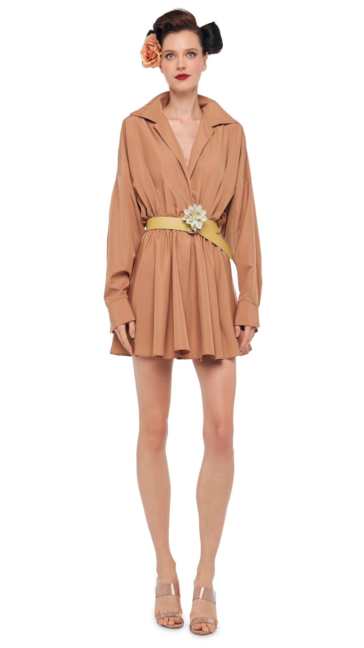 Norma Kamali SUPER OS BF NK SHIRT FLARED MINI DRESS