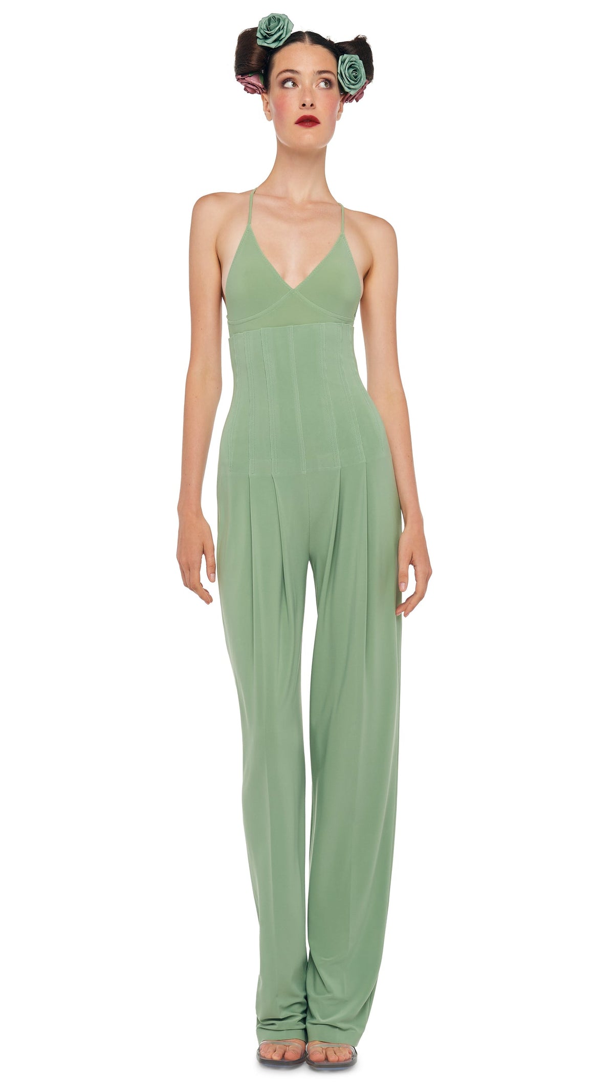 Norma Kamali HIGH WAIST TAILORED PLEAT PANT