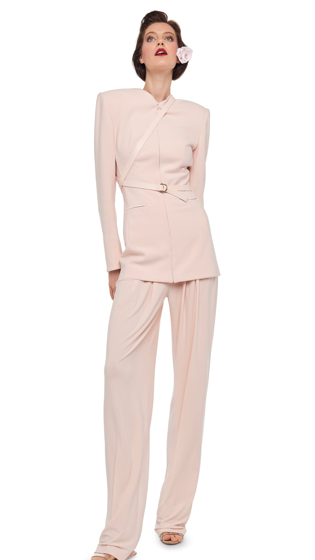 Norma Kamali HIGH WAIST TAILORED PLEAT PANT