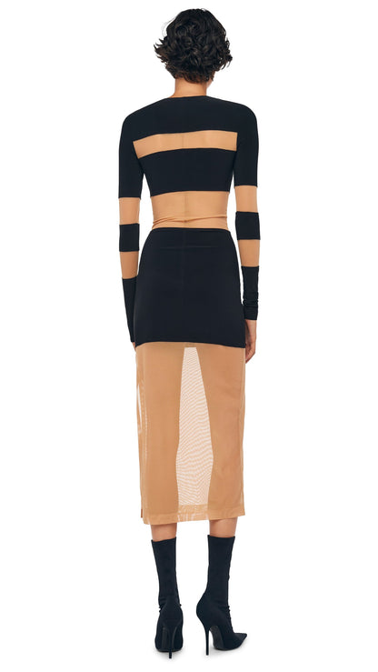 Norma Kamali SPLICED INSERT DRESS TO MIDCALF
