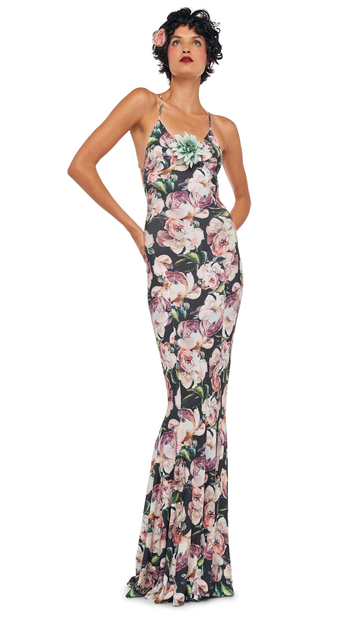 Norma Kamali LOW BACK SLIP FISHTAIL GOWN