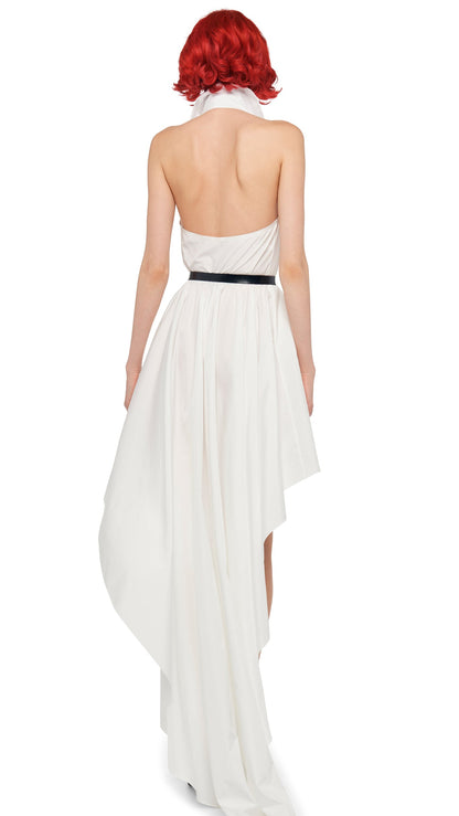 Norma Kamali HI LOW NK HALTER FLARED DRESS