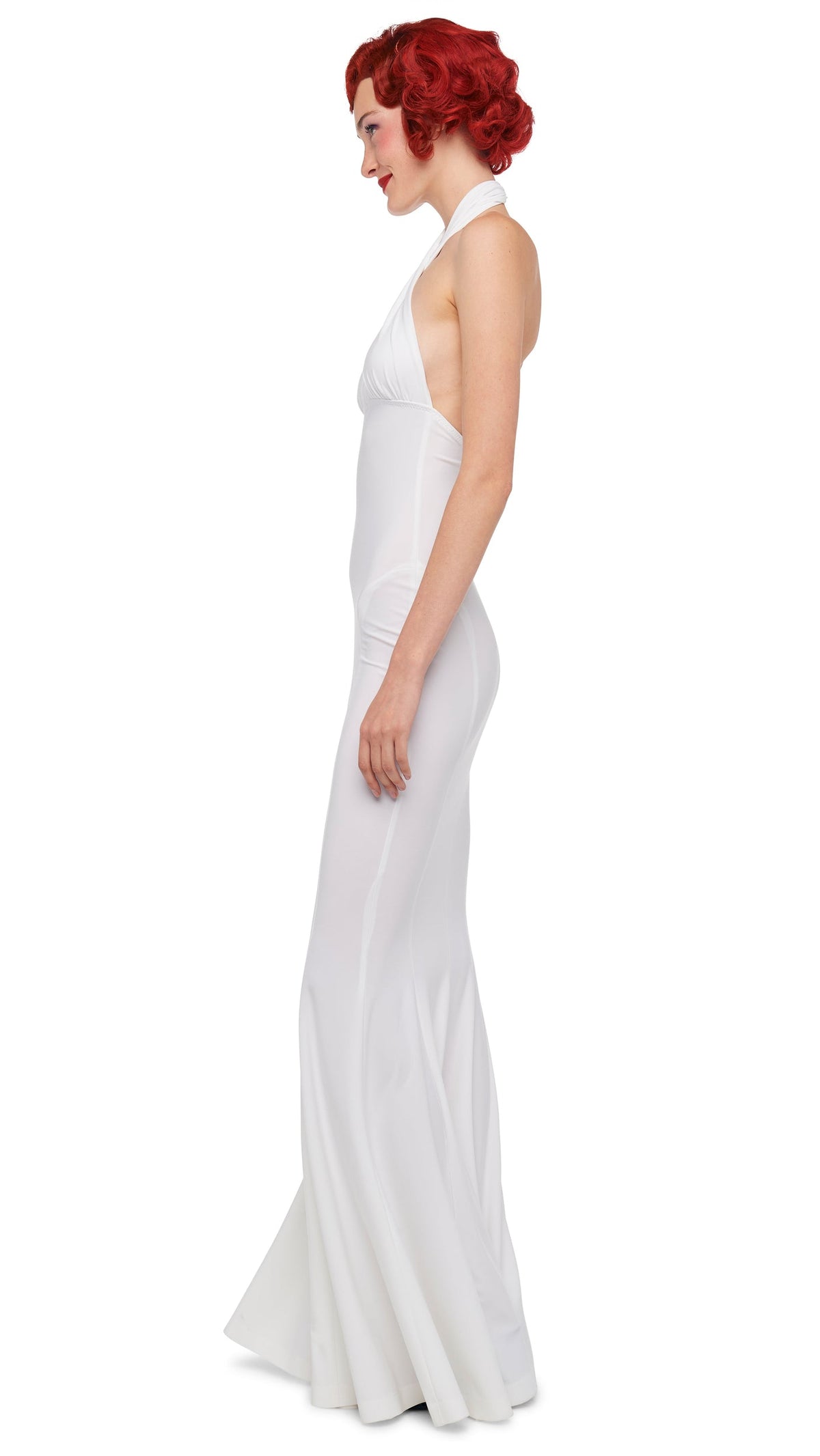 Norma Kamali CROSS HALTER FISHTAIL GOWN