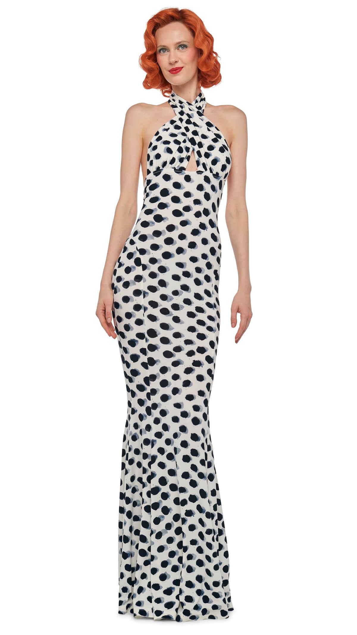Norma Kamali CROSS HALTER FISHTAIL GOWN
