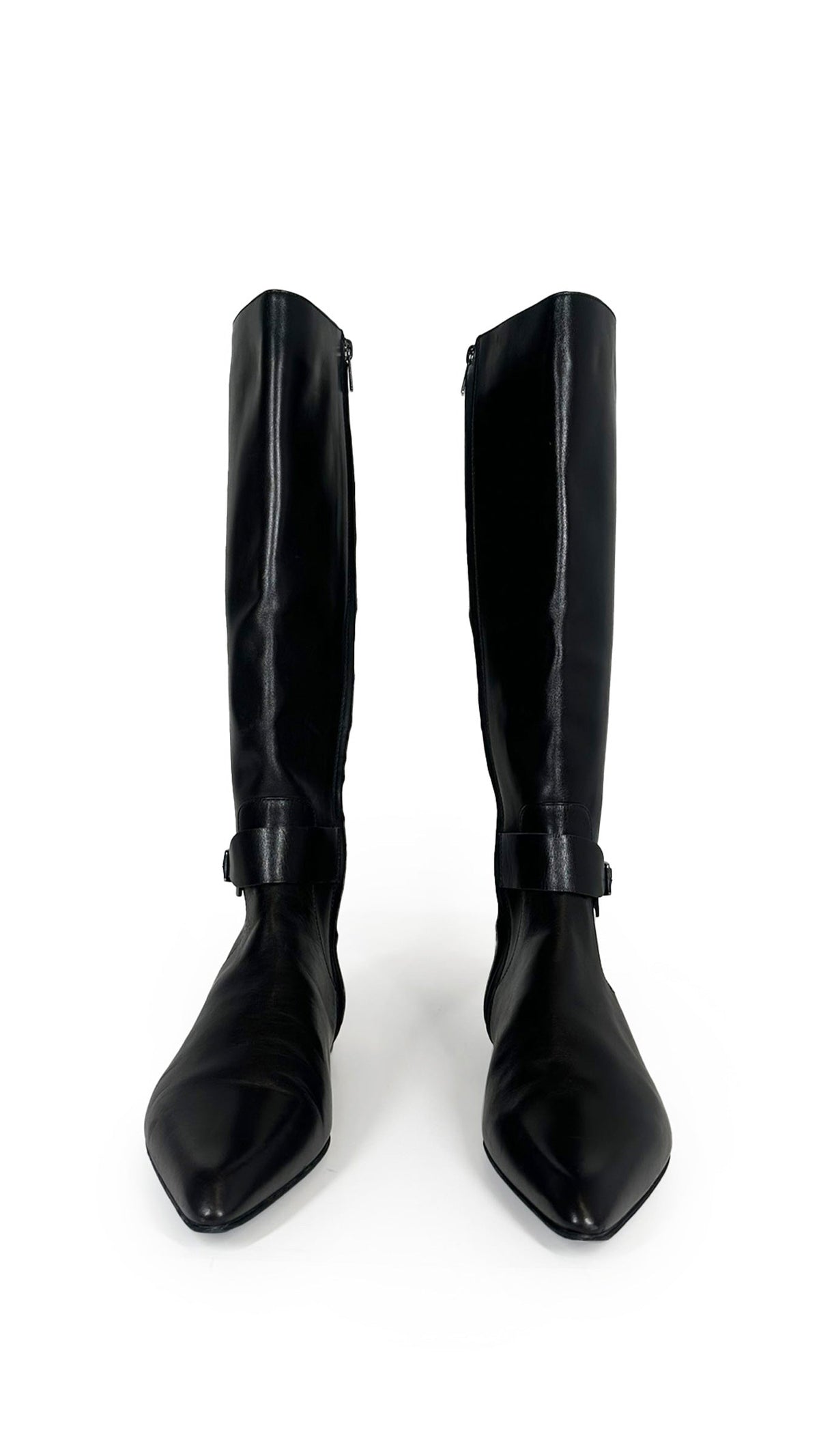 Norma Kamali JIL SANDER RIDING LEATHER BOOT WITH BUCKLE