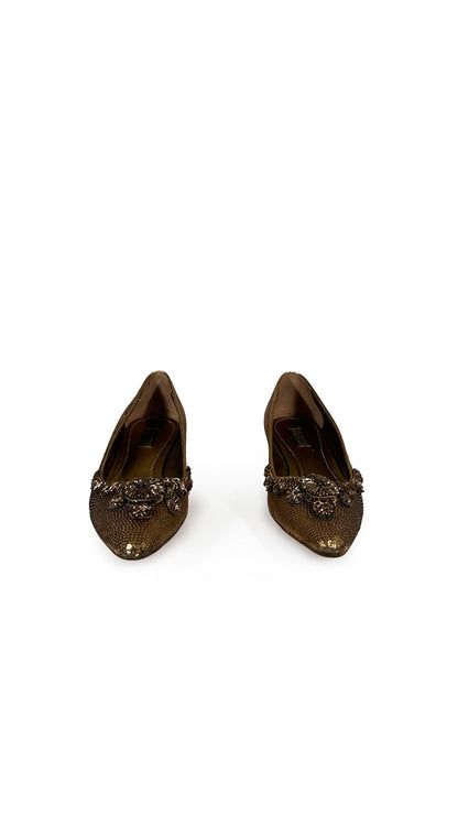 Norma Kamali PRADA SEQUIN FLATS W/ FLOWERS