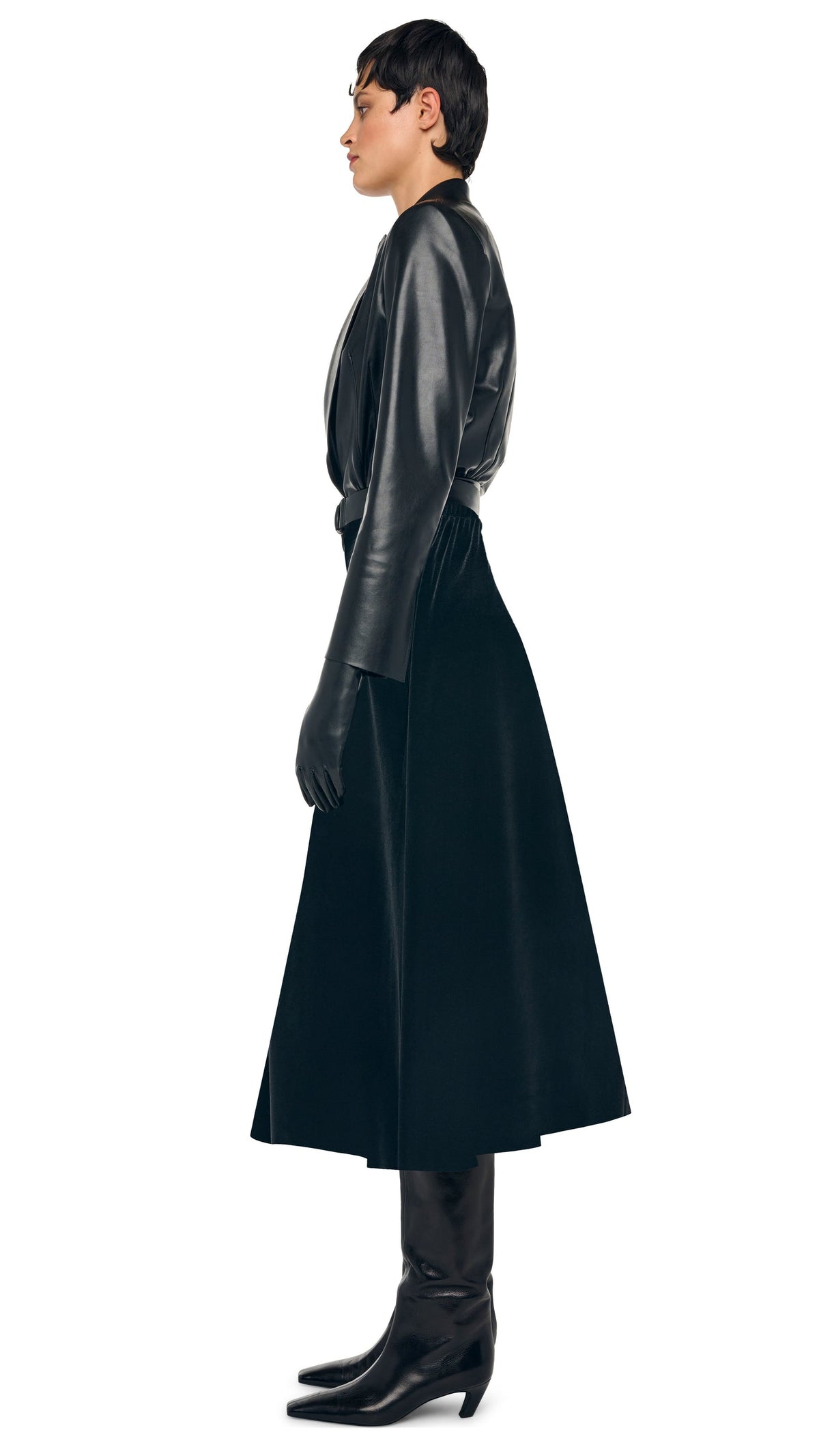 Norma Kamali FLARED SKIRT TO MIDCALF