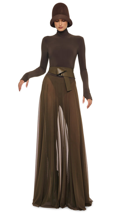 Norma Kamali FLARED SKIRT TO FLOOR W/ LEGGING W/ FOOTIE