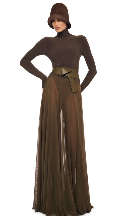 Norma Kamali FLARED SKIRT TO FLOOR W/ LEGGING W/ FOOTIE