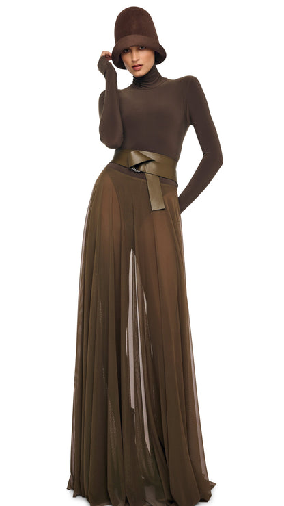Norma Kamali FLARED SKIRT TO FLOOR W/ LEGGING W/ FOOTIE