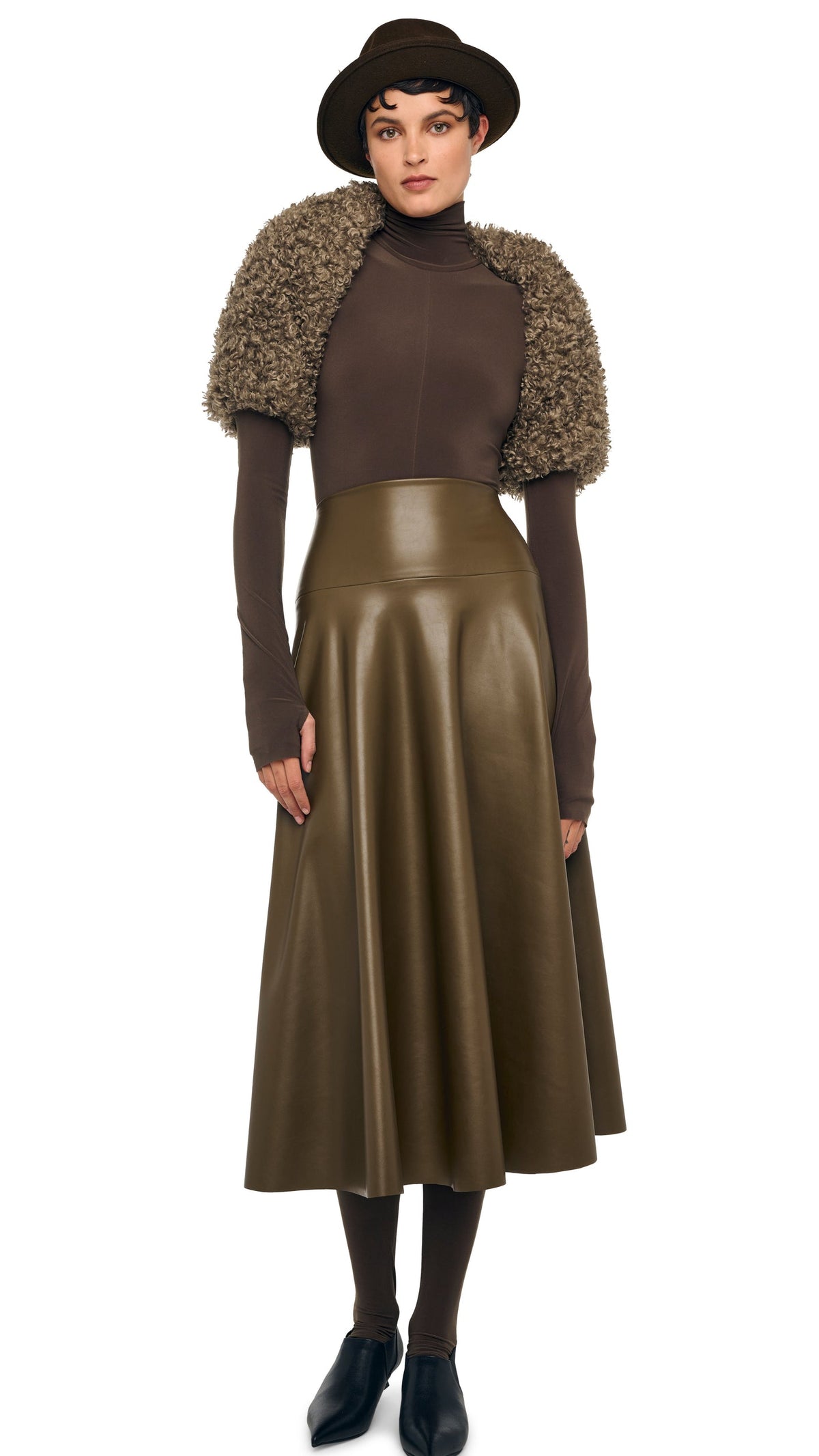 Norma Kamali FLARED SKIRT TO MIDCALF