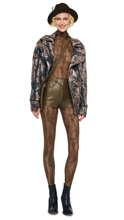 Norma Kamali LONG SLEEVE SLIM FIT TURTLE CATSUIT W/ FOOTIE