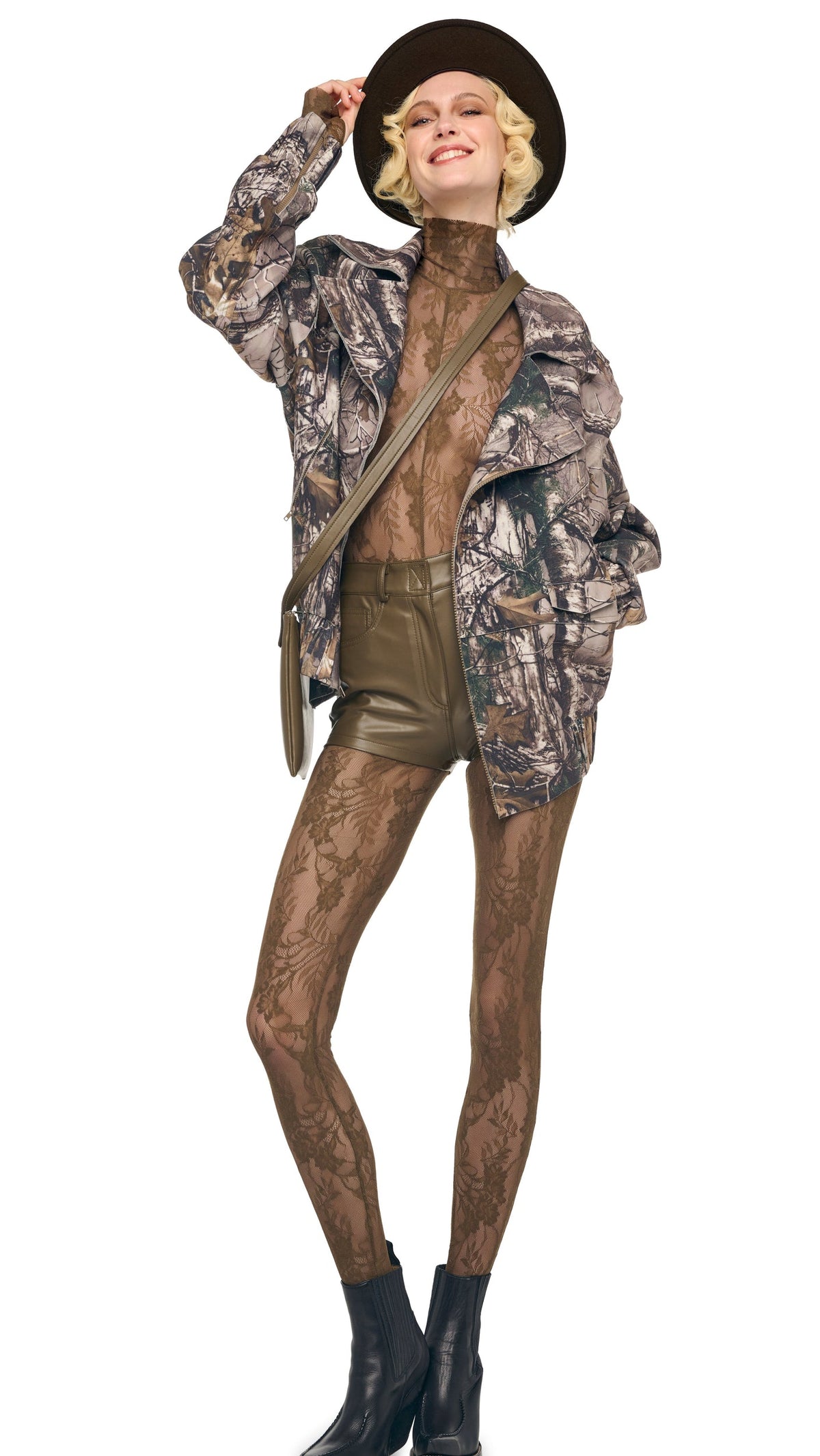 Norma Kamali LONG SLEEVE SLIM FIT TURTLE CATSUIT W/ FOOTIE
